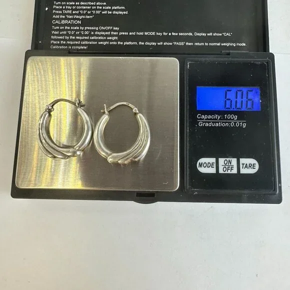 Sterling Silver Hoop Earrings 3/4" - Picture 4 of 4